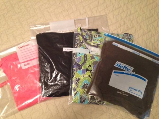 Ziploc bags and large envelopes