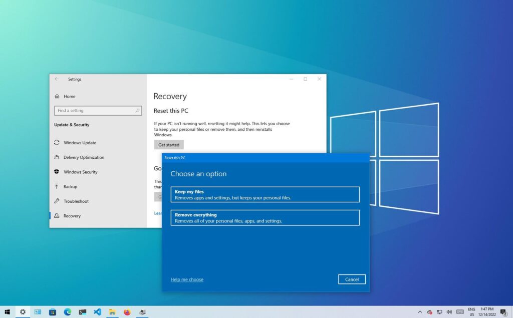 How to reset a Windows PC to factory settings